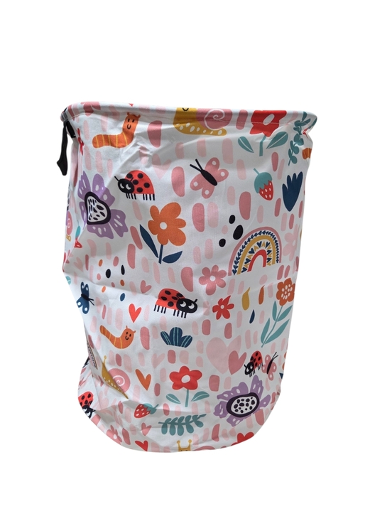 Huayee Other - Huayee Oval Multi-Colored Flowers & Insects Print Storage Hamper With Handles